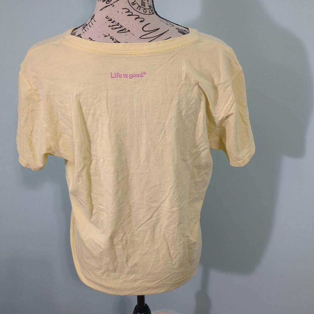 Life Is Good Shirt Womens Large Yellow Blue Pink flip flops Preppy Ladies - Picture 2 of 5